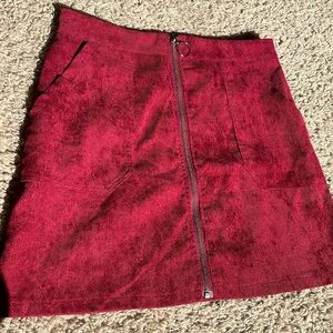 Maroon front zip skirt